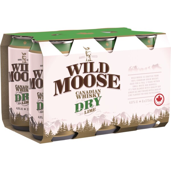 Wild Moose Canadian Whiskey & Dry Lime  6x375ml