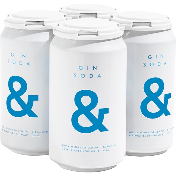 & Gin Soda 355ml x4 Pack