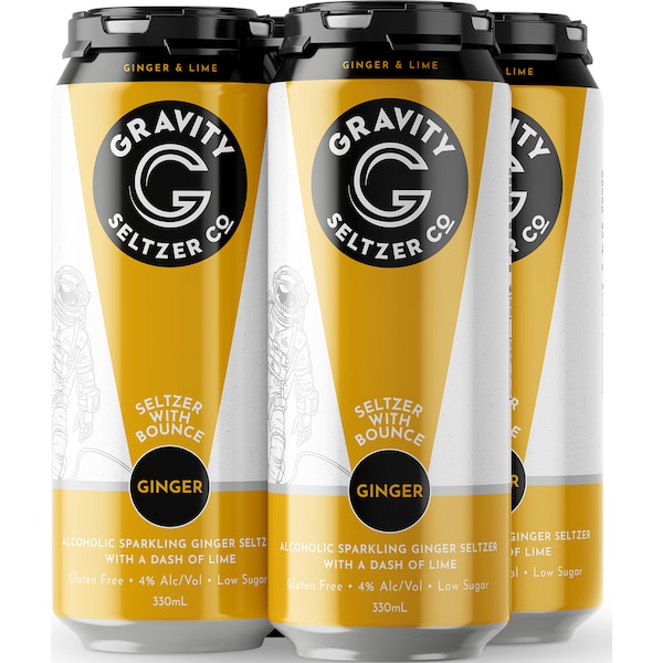 Gravity Seltzer Co Ginger & Lime Alcoholic Seltzer Cans 330ml x4 Pack
