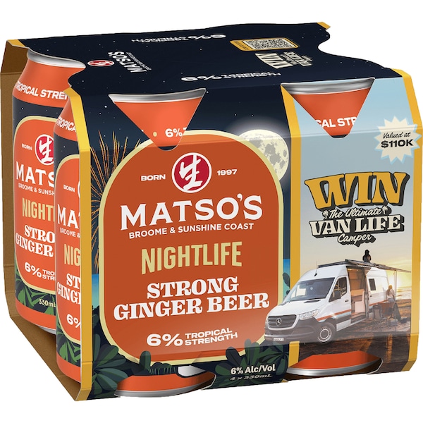 Matso's Stong Ginger Beer Can 330mL x 4 Pack