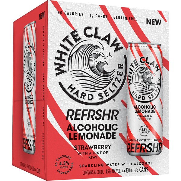 White Claw Refrshr Lemonade Strawberry & Kiwi Cans 330mL x 4 Pack