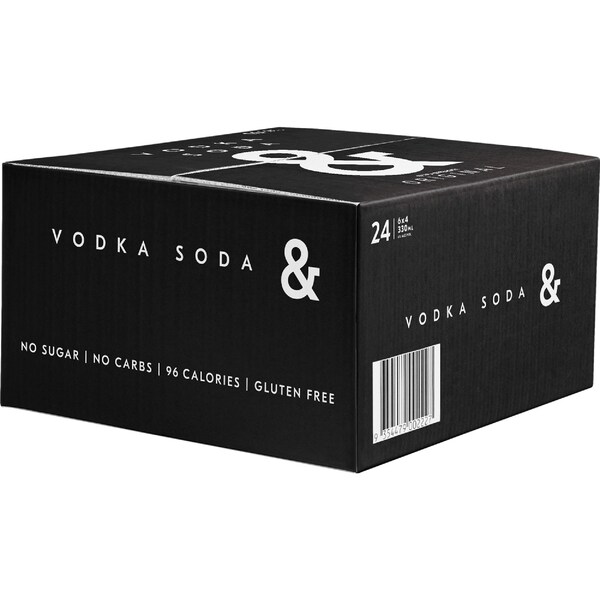 Ampersand Vodka & Soda Black Bottle 330mL x 24 Case