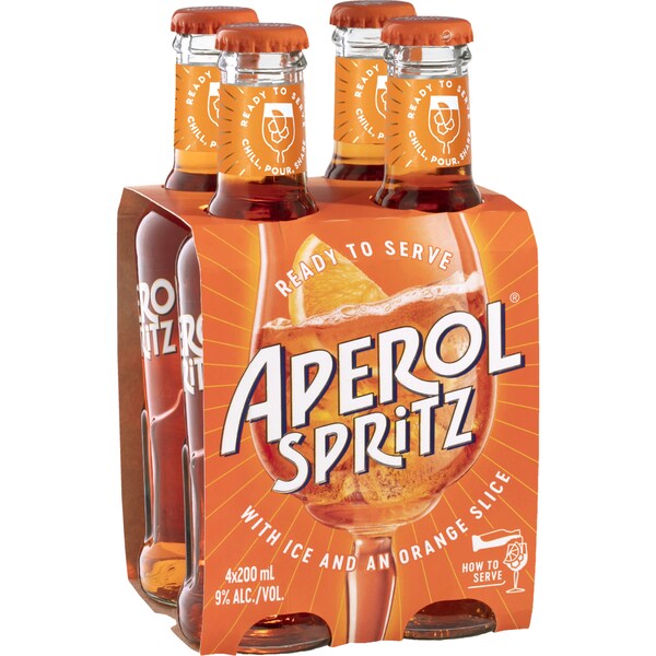 Aperol Spritz Bottle 200mL x 4 Pack