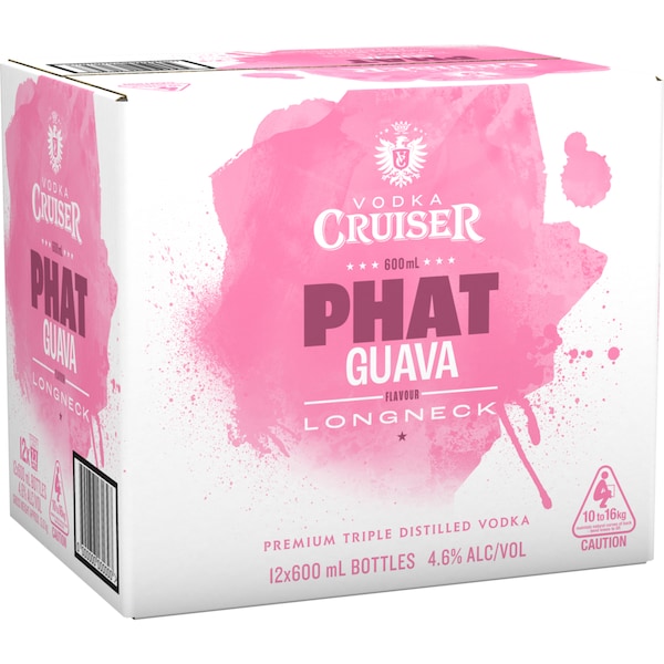 Vodka Cruiser Vodka Phat Guava Bottle 600mL x 12 Pack