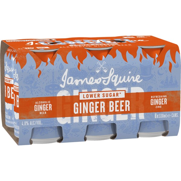 James Squire Ginger Low Sugar Cans 330mL x 6 Pack