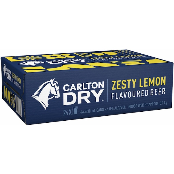 Carlton Dry Beer Lemon Case 330mL x 24 Pack