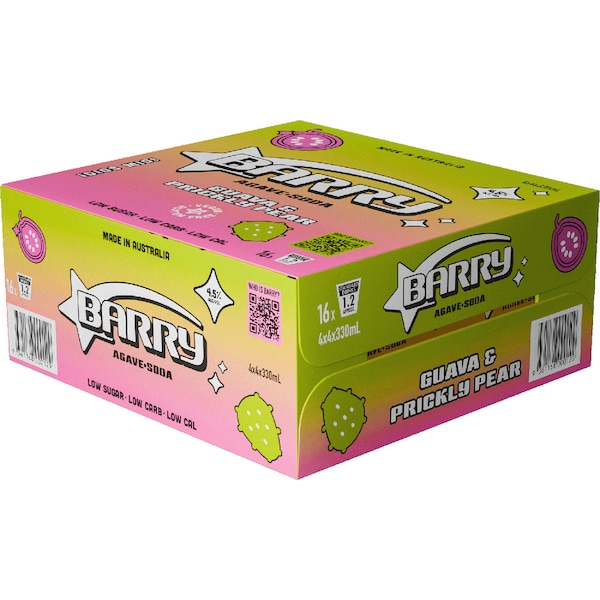 Barry Agave Soda Guava Prickly Pear Cans 330mL x 16 pack