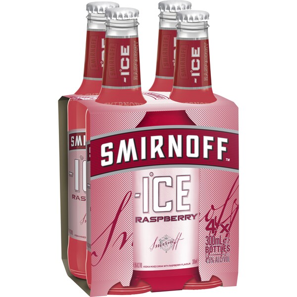 Smirnoff Ice Raspberry Bottles 300ml x4 Pack