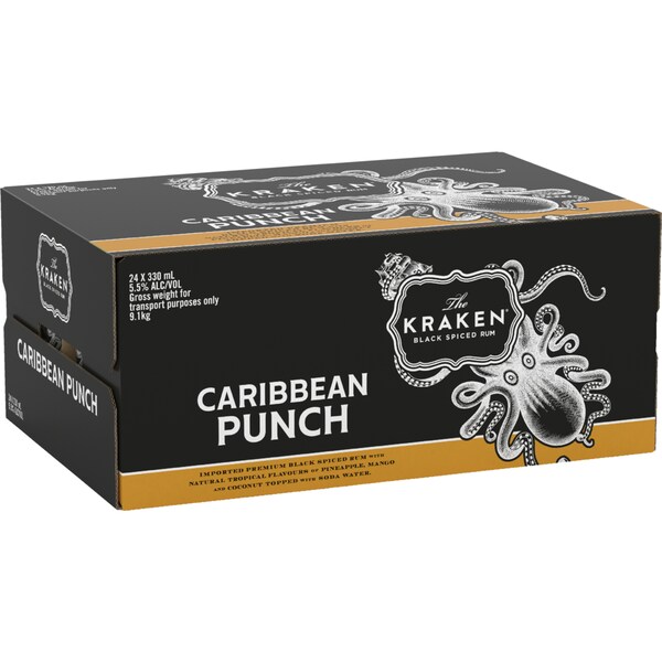 The Kraken Caribbean Punch - Spiced Rum Case 330mL x 24 pack