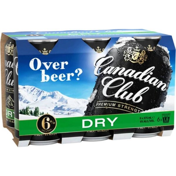 Canadian Club & Dry Premium 6% Cans 375mL x 6 pack