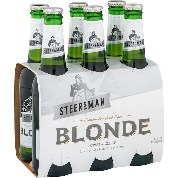 Steersman Blonde Low Carb Beer Bottles 330ml x 6 Pack