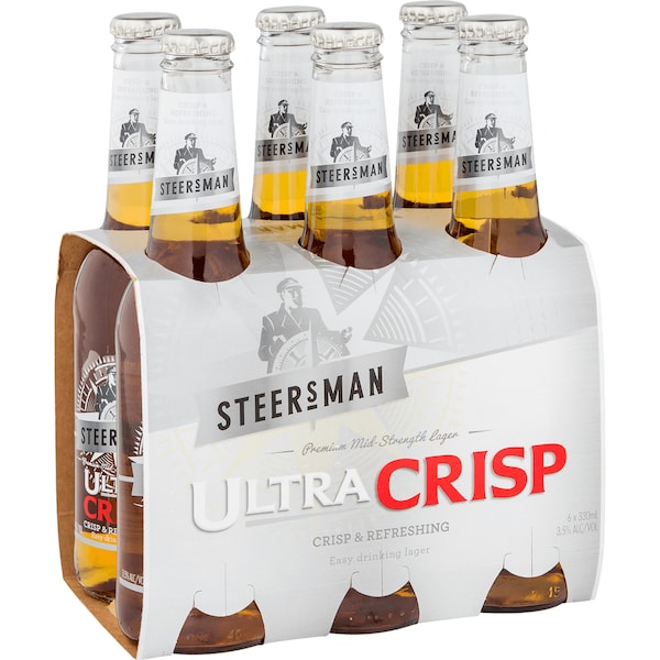 Steersman Ultra Crisp Lager Bottles 330mL x 6 pack