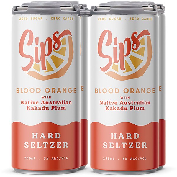 Sips Hard Seltzer Blood Orange Cans 250ml x12 Case
