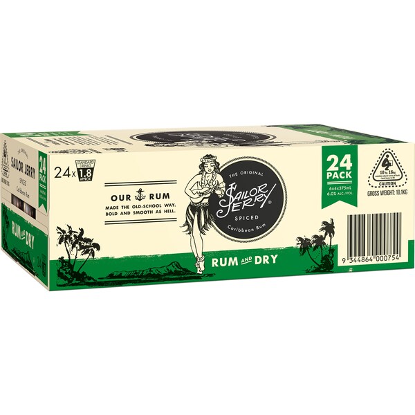 Sailor Jerry Spiced Rum & Dry 6x4x375ml