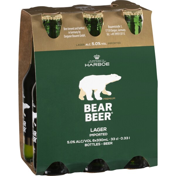 Bear Beer Lager Bottles 330ml x6 Pack