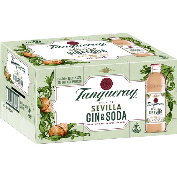 Tanqueray Sevilla Gin & Soda Bottles 275mL x 24 case