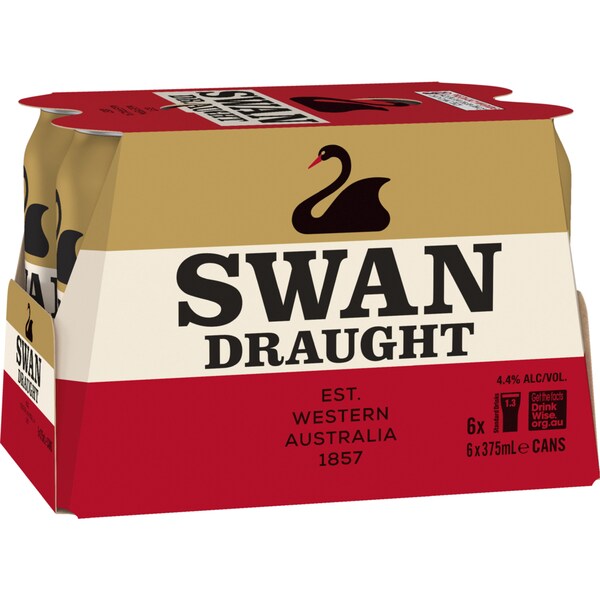 Swan Draught Lager Can 375mL x 6 Pack