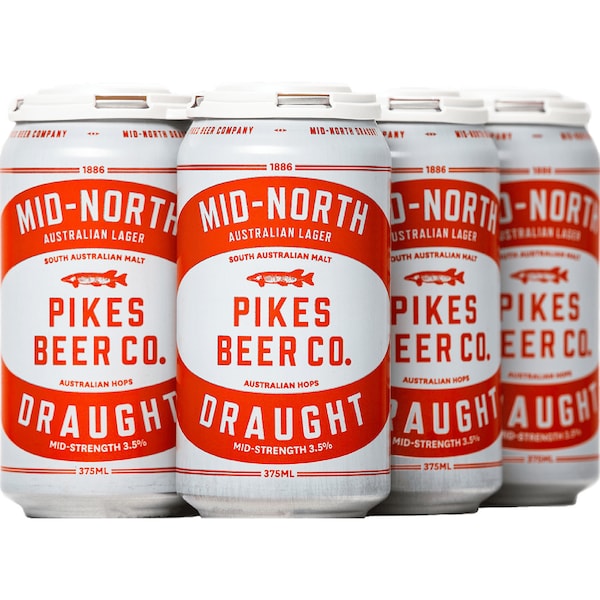Pikes Mid North Draught Cans 375mL x 6 pack