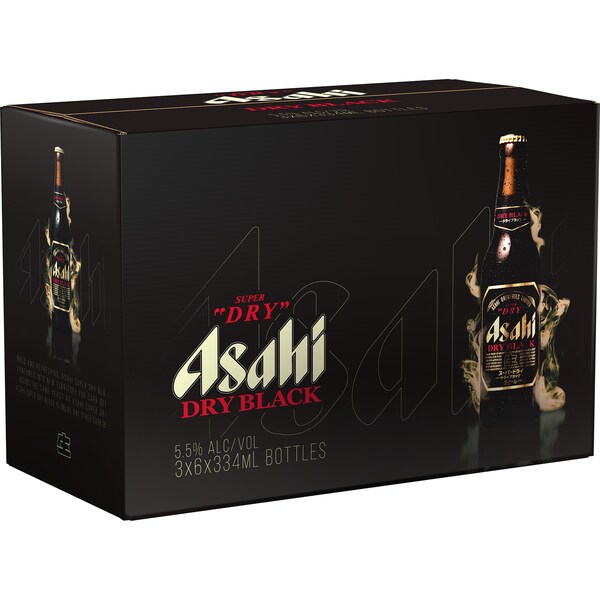 Asahi Super Dry Black Bottles 334mL x 18 case