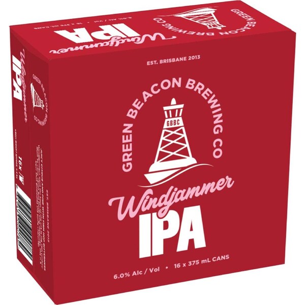 Green Beacon Brewing Co Windjammer IPA Cans 375mL x 16 pack