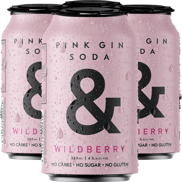 Ampersand Pink Gin & Soda Can 330mL x 4 Pack