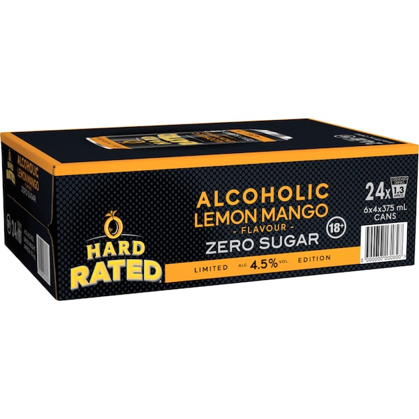 Hard Rated Lemon Mango Zero Sugar 375mL x 24 pack