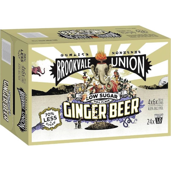Brookvale Union Ginger Beer Low Sugar Cans 330mL x 24 pack