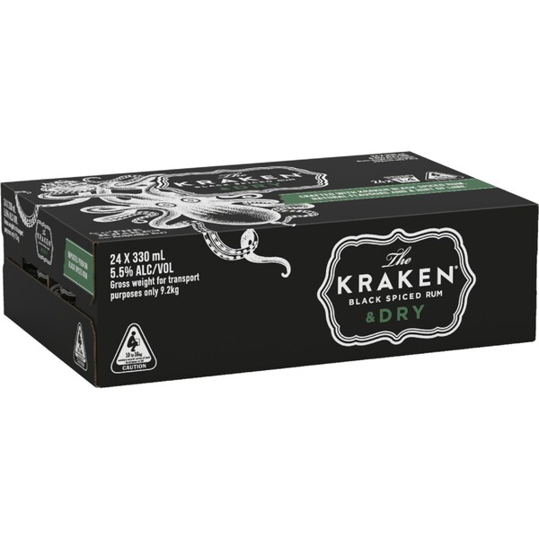 The Kraken Spiced Rum & Dry Case 330mL x 24 pack
