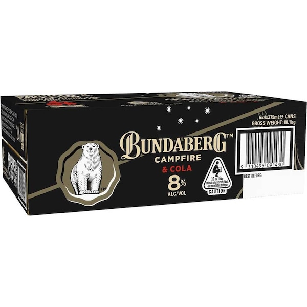 Bundaberg Campfire Extra Rum 8% Cans 375mL x 24 pack