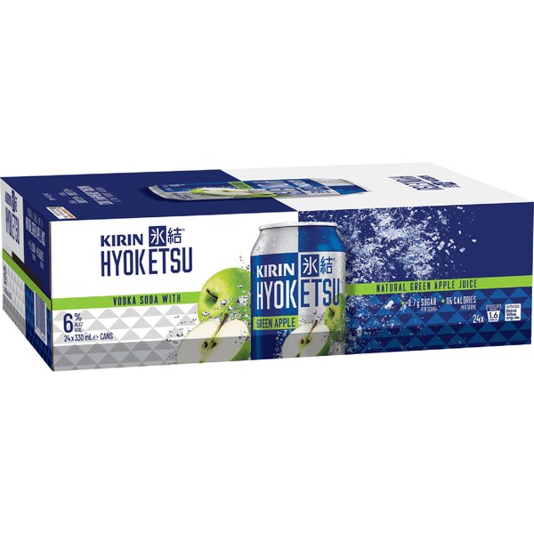 Kirin Hyoketsu Green Apple Cans 330mL x 24 pack