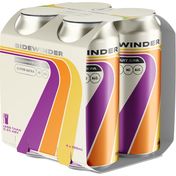 Sidewinder Passionfruit XPA Super Ultra No Alcohol 355mL x 4 pack