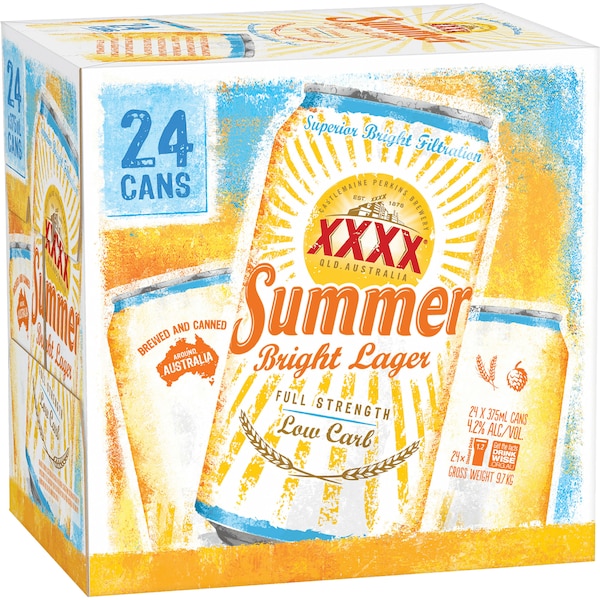 XXXX Summer Bright Lager Cans 375ml x 24 Case