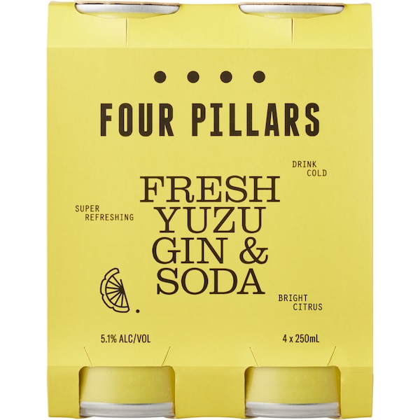 Four Pillars Fresh Yuzu Gin & Soda Cans 250ml x 4 Pack