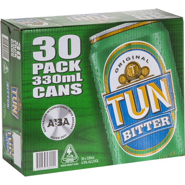 Tun Green Bitter Lager Cans 330mL x 30 case