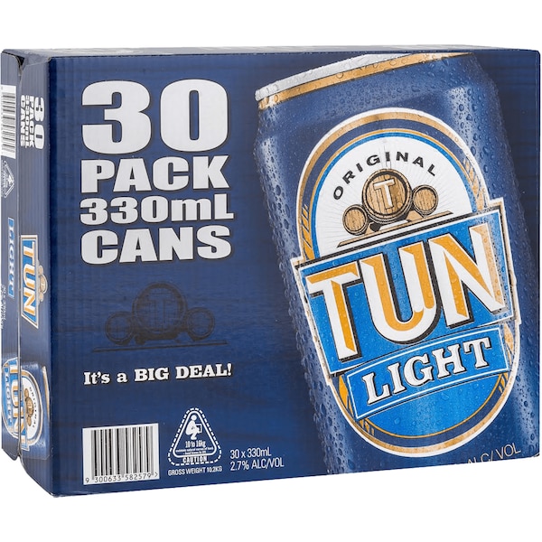 Tun Blue Light Lager Cans 330ml x30 Case