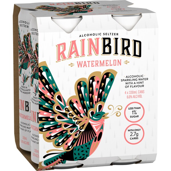 Rainbird Seltzer Watermelon 6% 330ml x 4 Pack