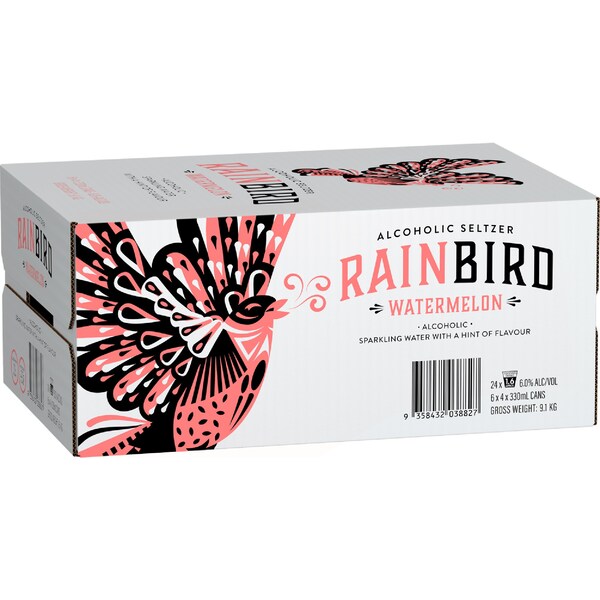 Rainbird Seltzer Watermelon 6% 330ml x 24 Case