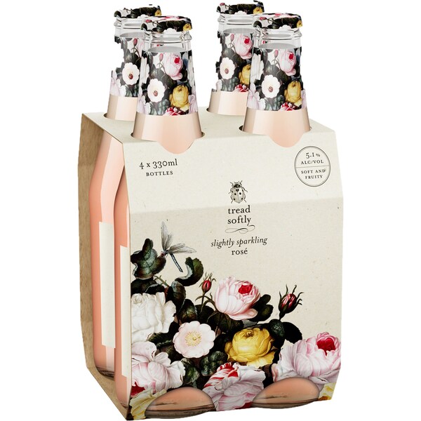 Tread Softly Sparkling Rose Bottles 330ml x 4 Pack