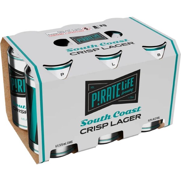 Pirate Life Brewing South Coast Crisp Lager Cans 375mL x 6 pack