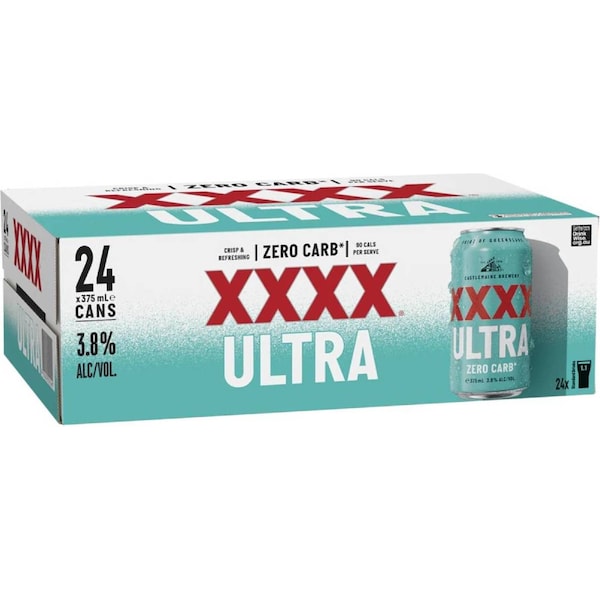 XXXX Ultra Zero Carb Cans 375mL x 24 pack