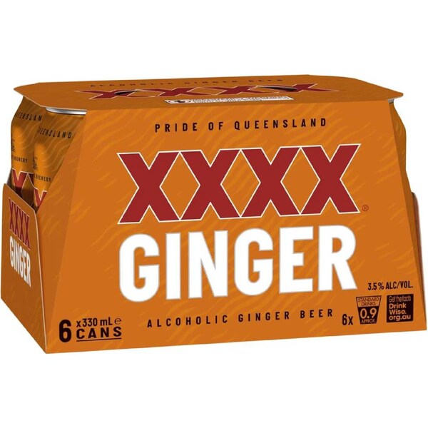 XXXX Ginger Cans 330mL x 6 pack