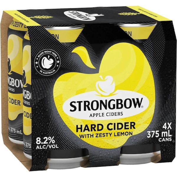 Strongbow Hard Cider Zesty Lemon Cans 375mL x 4 pack