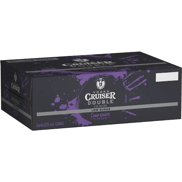 Vodka Cruiser Double Sour Grape 6.8% Cans 375mL x 24 pack