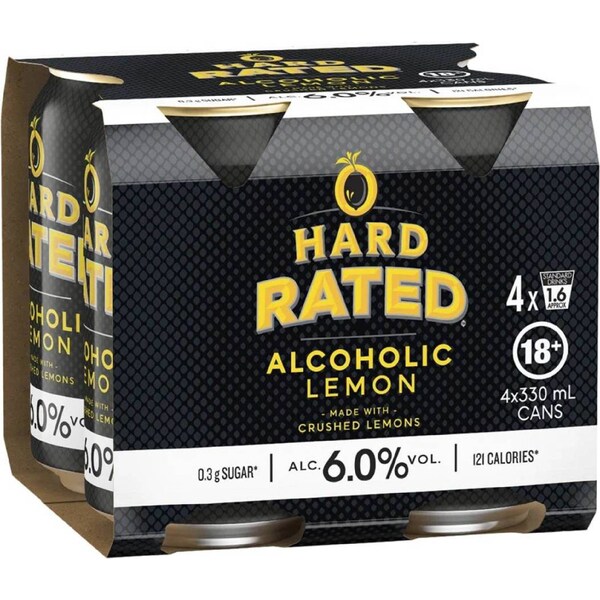 Hard Rated Lemon 6% Cans 330mL x 4 pack