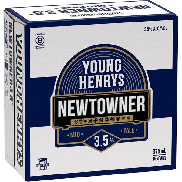 Young Henrys Newtowner Pale Ale 3.5% Cans 375mL x 16 pack