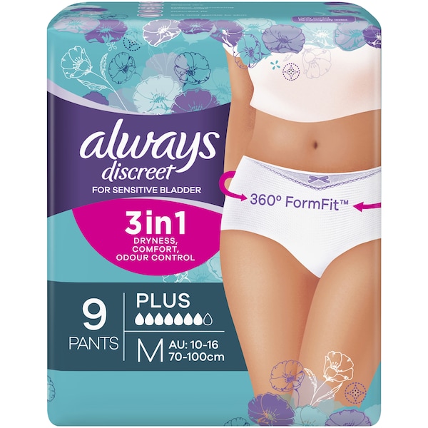 Always Discreet Underwear Pads Medium 9 pack