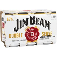 Jim Beam Double Serve Bourbon With Zero Sugar Cola Cans