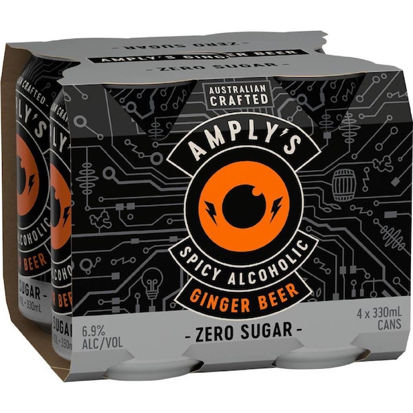 Amply's Zero Sugar Ginger Beer 330mL x 4 pack