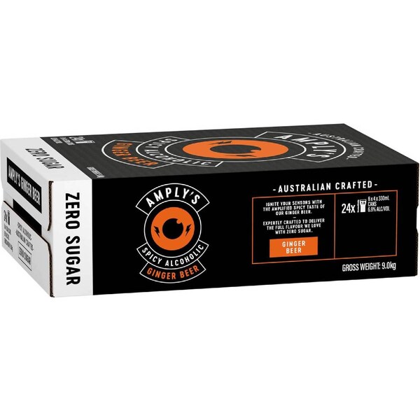 Amply's Zero Sugar Ginger Beer 330mL x 24 pack