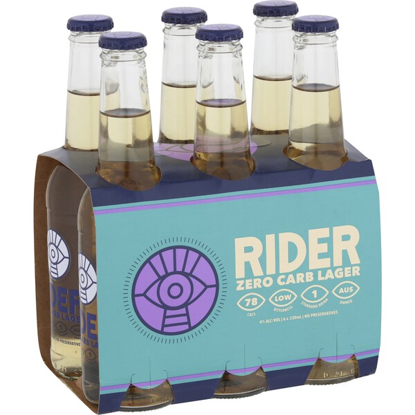 Rider Lite Lager Bottle 330mL x 6 Pack
